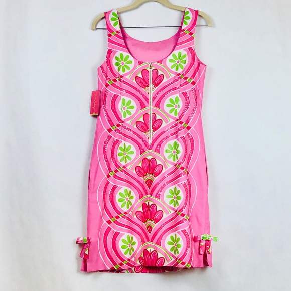 Lily Pulitzer Fitch Shift Sateen Dress Sz 4 - Picture 2 of 7